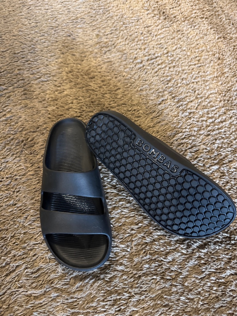 Bombas Black Double-Strap Slide Sandals